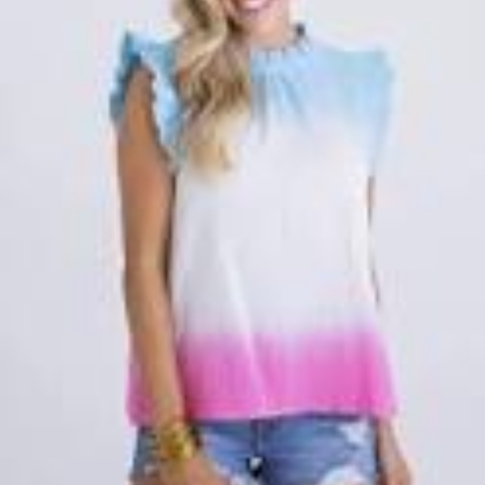 Karlie tie dye gauze ruffle top